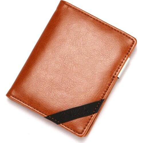 Brand Men PU Leather short Wallet With Zipper Coin Pocket Vintage Big Capacity Male Short Money Purse Card Holder Men Fashion