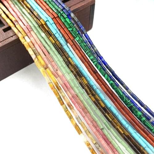 Natural Semi-precious Stones Loose Beads Strand Spacer Tube Beads DIY Making Necklaces Bracelets Jewelry Accessories 2-4 Mm