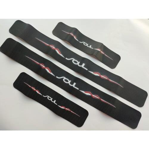 For Kia Soul EV 2021 2022 2020 Accessories Auto Door Sill Pedal Trim Carbon Fibre Texture Leather Car Protector Sticker Styling