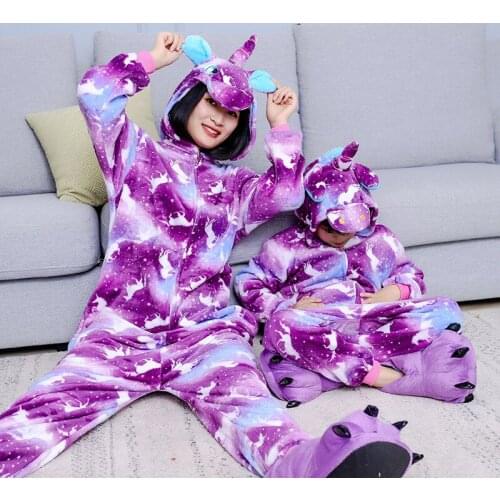 Children Flannel Pajamas Kids Winter Sleepwear Boys Unicorn Totoro Panda Onesies Girl Hooded Pajamas Sets Animal Pyjama Homewear