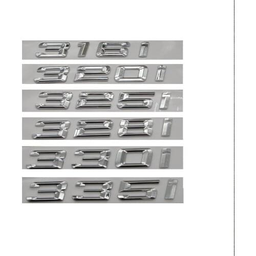 Chrome Silver ABS Number Letters Word Car Trunk Badge Emblem Emblems for BMW 3 Series 318i 316i 320i 330i 335i 325i 328i 340i