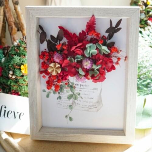 INS Nordic 3D Simulation Flower Photo Frame Picture Frame Home Wall Pendant Artificial Dried Flowers Diy Handmade Ornaments