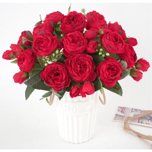 Artificial Flower Vivid Nice-looking Creative DIY Wedding birthday Party Faux Silk Peony Bouquet Decoration