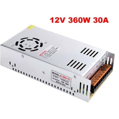 30A 12V 360W led power supply 12v led driver power,dc12v Aluminum AC110V AC 220v to 12v lighting transformer for led strip light