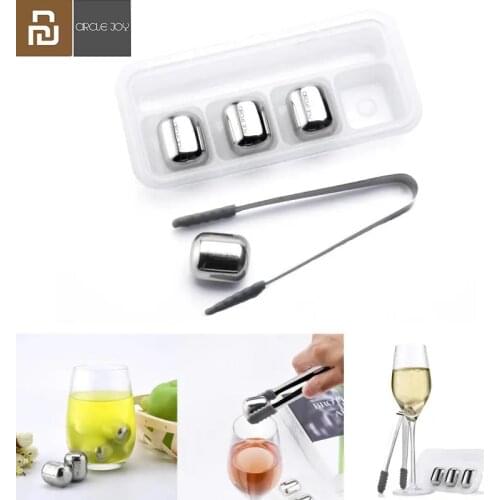 Circle Joy 4Pcs/set Ice Cubes 304 Stainless Steel Reusable Chilling Cool Ice Mold For Whiskey Wine from Xiaomi youpin