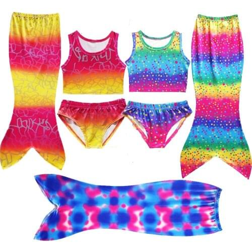 2021 Kids Girls Mermaid Tail with Fin Swimsuit Bikini Bathing Suit Dress for Girls clothes for Swim Cosplay Costume