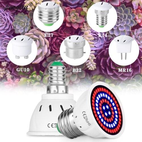 Phyto LED B22 Hydroponic Growth Light E27 Grow Bulb MR16 Full Spectrum 220V UV Lamp Plant E14 Plant Growing Lamp For Greenhouse