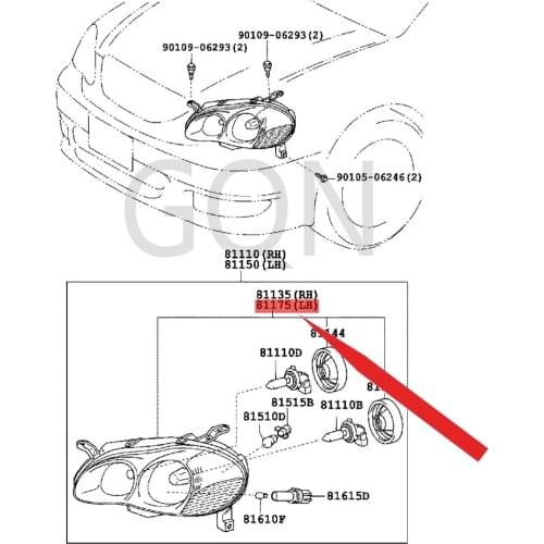 Left front headlight assembly 2004-Toy ota COR OL LA front headlight housing. L left front headlight half assembly