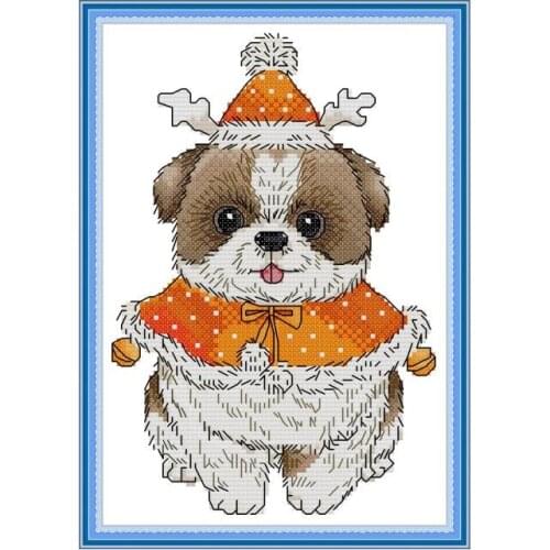 Dog in cloak cross stitch kit aida 14ct 11ct count print canvas cross stitches needlework embroidery DIY handmade craft