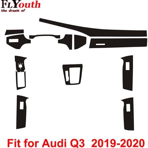 Carbon Fiber Sticker for Audi Q3 2019-2021 Car Gear Shift Panel Water Cup Holder Panel Frame Cover Trim Car Styling