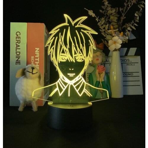 Bedroom 3D Desk Lamp Kurokos Basketball LED Night Light with Alarm Clock Base Color Changing Atmosphere Decoration Kids Gift