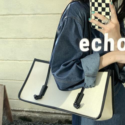 2021 New Solid Color Womens Bag Ladies Shoulder Bag High Quality Canvas Female Middle Baguette Handbags Whole Sale