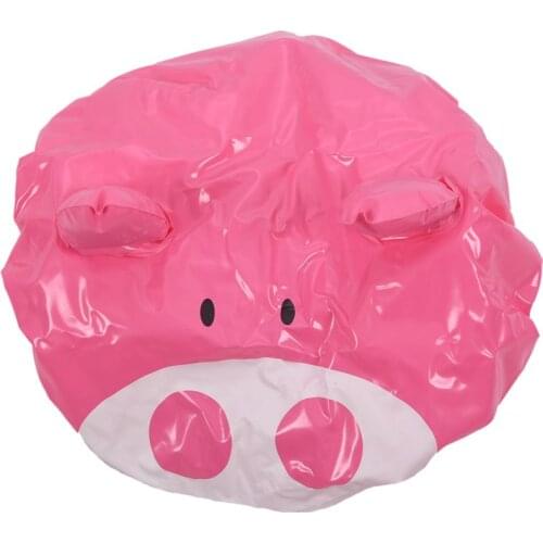 Novelty Design Animal Waterproof Shower Cap Bath Dry Hair Cover Protector Hat Pink