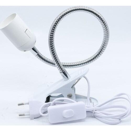 Flexible Metal Wire Neck Clip Holder E27 Base Light Socket with On/Off Switch EU Plug, Adjustable Light Stand Clamp Lamp Base