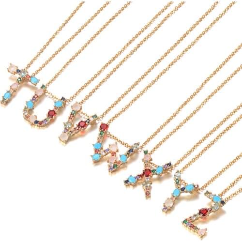 2020 Gold Color Initial Multicolor Necklace Letter Necklace Name Jewelry For Women Accessories Girlfriend Gift INS
