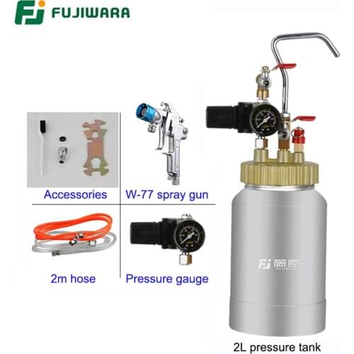 FUJIWARA Pneumatic Imitation Stone Paint Spray Gun Colourful Lacquer Airbrush High-capacity 2L Pressure Bucket Marble Paint