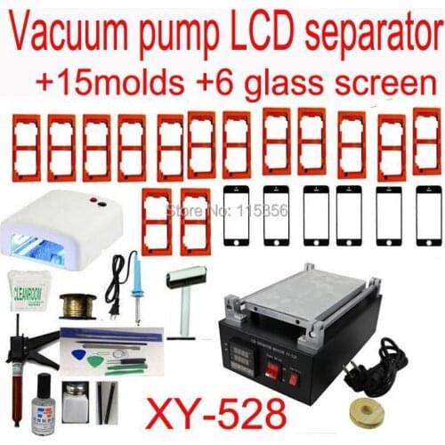 Full Set bullit in Vacuum pump LCD Separator Machine With 15 Moulds For Iphone5 5S Sumsung Touch Screen Glass Lens Repair