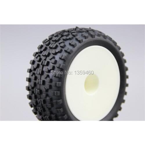 Pre-Glued 4pcs 1/10 Buggy Tires Tyre Walking(Off-Road) Dish White Wheel Rim fits for 1:10 4WD Buggy Car 1/10 Tire