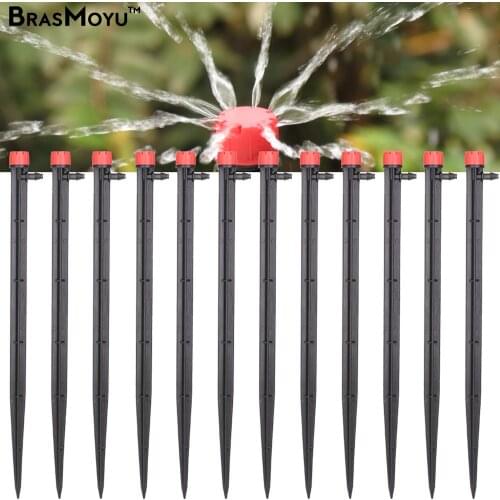 BRADMOYU Garden Watering Drip Irrigation Sprinkler Adjustable 360 Degree Drippers Inserting Ground Fit 4/7mm Hose Greenhousse