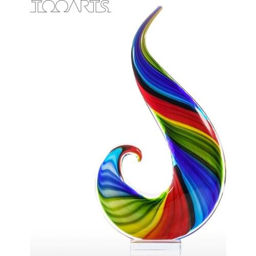 Glass Sculpture Mullticolor Home Decor Rainbow Glass Sculpture Hand Blown Glass Art Style Rainbow Sculpture