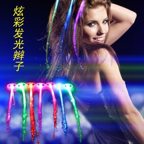 LED flashing colorful birthday party christmas Bright Braided Fiber Optic Hair Clip Fiber Hair Decoration Ball Bar Dibar gift