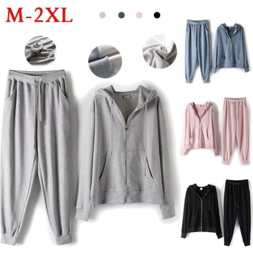 Sweater Womens Spring and Autumn Hoodies Thin 2021 New Zip up Hoodie Two-Piece Woman Set Loose Sports and Leisure Suit Trousers