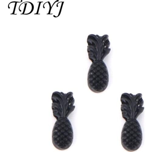 TDIYJ New Fashion Jewelry Black Pineapple Slide Charms for 10mm Stainless Steel Keeper Bracelets 6Pcs/lot