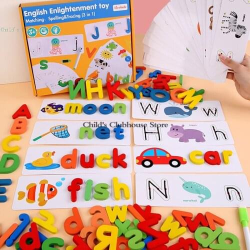 English Enlightenment Teaching Aid Children Spell Words and English Letters Description Cognitive Educational Toys