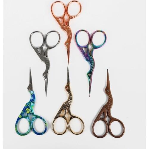 High Quality Durable Stainless Steel Vintage Classic Embroidery Scissors Nail Art Stork Crane Bird Scissors Cutters Tools