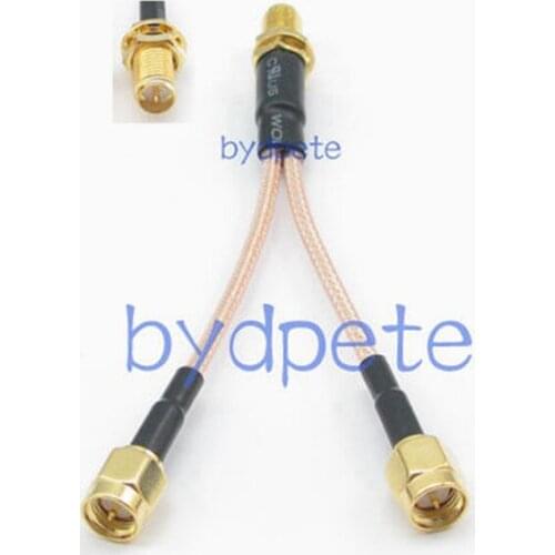 Y type 1 one RP SMA female jack to 2 two SMA male branch T RF Pigtail extension cord RG316 20cm Cable 8in 8