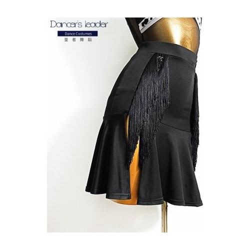 Professional Women Latin Dance Skirt Adult Female Sexy Split Tassel Skirts Ladys Ballroom Waltz Tango Dancing Practice Costum