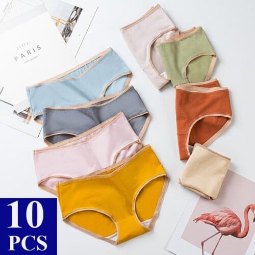 0.4$/Pc 10Pcs/Lot Cotton Panties Women Seamless Underwear Women Girl Cotton Sexy Lingerie Femme Majtki Damskie Трусы Женские