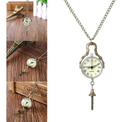 1 Pcs Ball Glass Pocket Watch Retro Roman Numbers Mini Dial Pocket Pendant Necklace Quartz Watch Women Men Vintage Pocket Watch