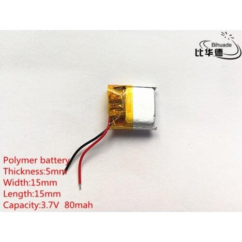 10pcs 3.7V 80mAh 501515 Lithium Polymer LiPo Rechargeable Battery ion cells For Mp3 Mp4 Mp5 DIY PAD DVD E-book bluetooth headset