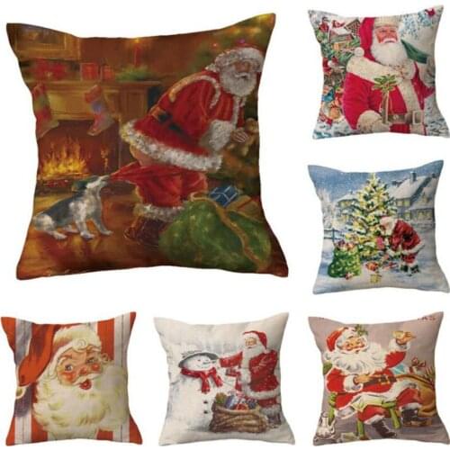 2pcs/set Cartoon Santa Claus Christmas Festival Decorated Pillow Cover Case Sofa Bedding Pillow Case Cushion Cover Home Decor