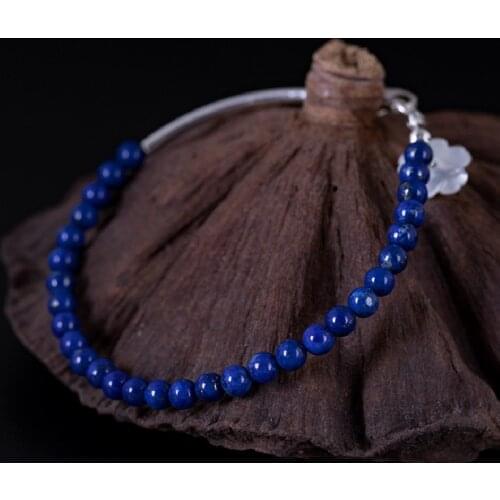 2021 New 925 Silver Natural Lapis Lazuli Natural Shell Flower Bracelet To Send Yourself To Friends Womens Jewelry