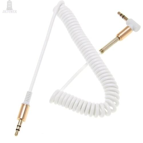 300pcs Aux Spring Cable Gold-Plated 3.5mm Jack Male to Male 90 Degree right angle Audio Cable Jack 3.5 for iPhone MP3 MP4 2m