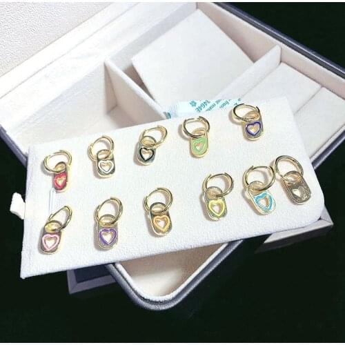 5 Pairs, New Hoop Earrings for Women Enamel Gold Hoop Earrings jewelry Heart Earrings gift