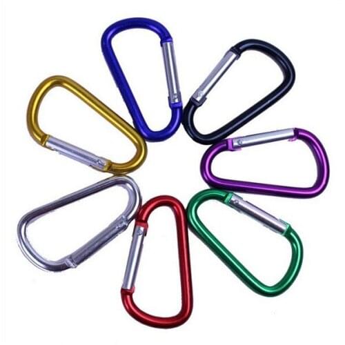 6Pcs 5# Aluminum D Carabiner Hook Clip Snap Hanger Keychain Sport Key Ring Camping Hiking Accessory 4*46mm Not for Climbing