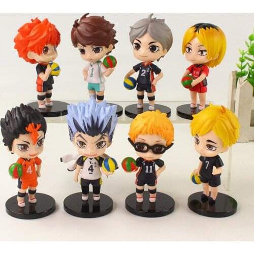 8pcs/set 10-11cm Haikyuu Kenma Kozume Shoyo Hinata Kotaru Q Version Volleyball Player PVC Model Figure Doll Toys