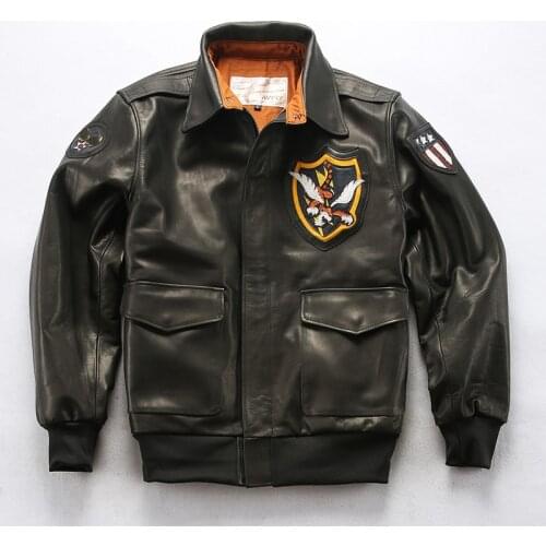 A-119 Read Description! Asian Size Air Force Flight A2 Pilot Cow Leather Genuine Cowhide Flying Tiger Jacket