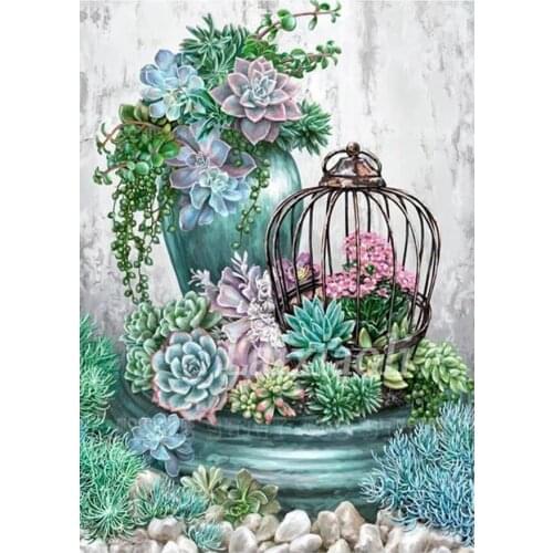 5D DIY Diamond Painting Flower Succulents Full Drill Diamond Embroidery Cross Stitch Mosaic Needlework Craft Kit Home Decor Gift