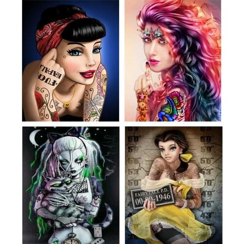5D DIY Diamond Painting Tattoo girl, Beauty Cross Stitch 3D Full Drill Diamond Embroidery Craft Kits Mosaic Kit Home Decor Gift
