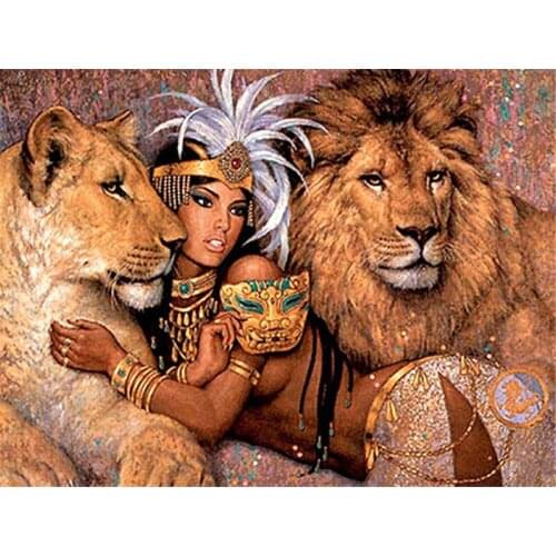 Diamond Art Painting Kits Woman Animal Pictures of Rhinestones Diamond Embroidery Sale Lion Leopard Mosaic Handicraft