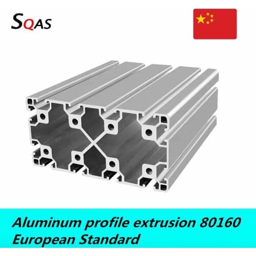 Free shipping via UPS/Fedex/TNT/DHL Aluminum profile extrusion 80160 500mm-1500mm silver European Standard 80mmx160mm for CNC