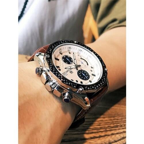 Reloje 2018 MEGIR Men Watch Male Leather Automatic date Quartz Watches Mens Luxury Brand Waterproof Sport Clock Relogio Masculin