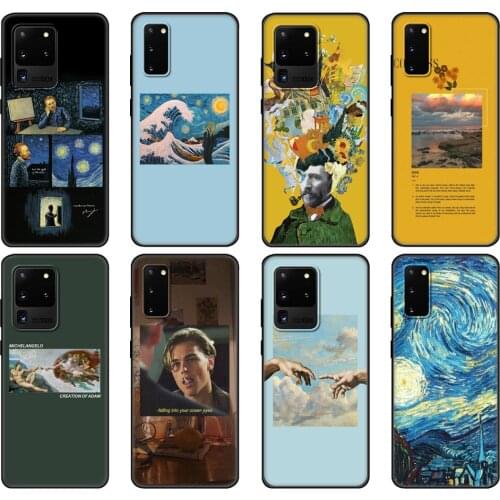 Black tpu Case For Samsung galaxy S20 /S20 PLUS/S20 ultra/S20+ /S20FE back cover Art Aesthetic Van Gogh Mona Lisa
