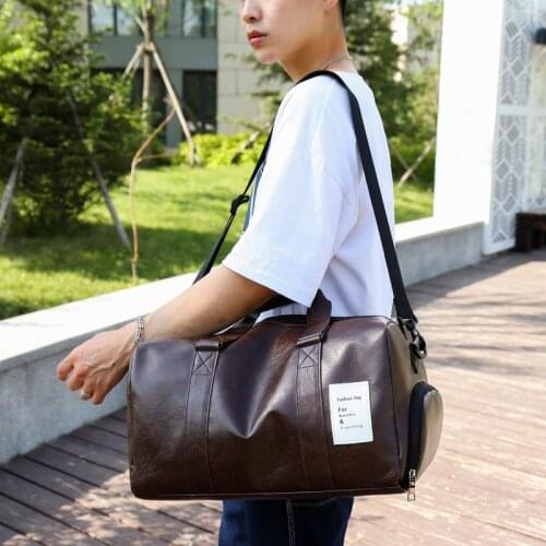 Soft Leather PU Men Travel Bags Large Capacity Carry Hand Luggage Bags Single Shoulder Crossbody Bag Portable Duffle Gym Handbag