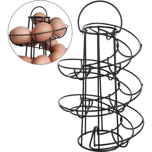 Egg Dispenser Rack Spiral Egg Holder Kitchen Metal Egg Skelter Storage Display Rack