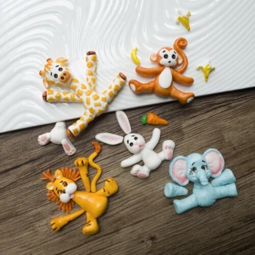 Lion Elephant Giraffe Rabbit Monkey Mold Fondant Cake Decor Tool Silicone Molds Sugarcrafts Chocolate Baking Tools Gumpaste Form